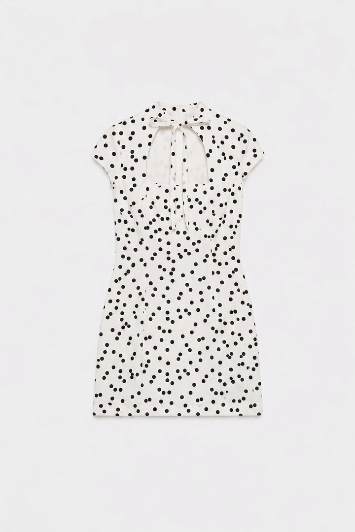 ANT Short Dress with Lace-Up Polka Dot Pattern - Boulogne-sur-Mer