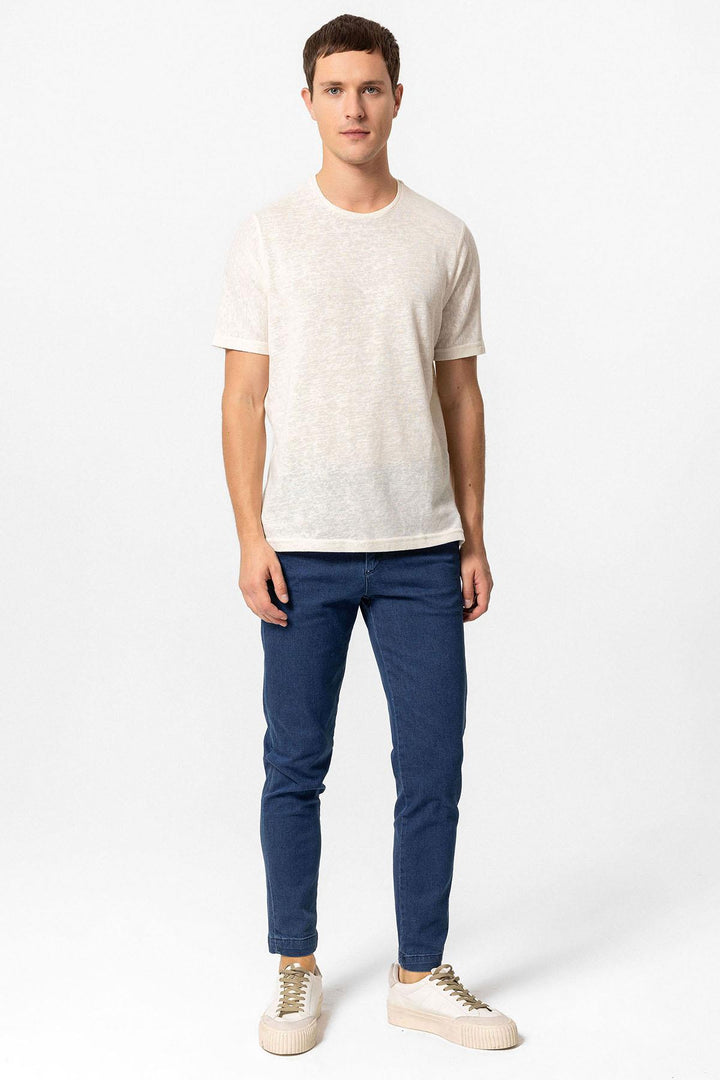 ANT Antioch Ekru Basic Bisiklet Yaka Erkek T-Shirt - Bamberg