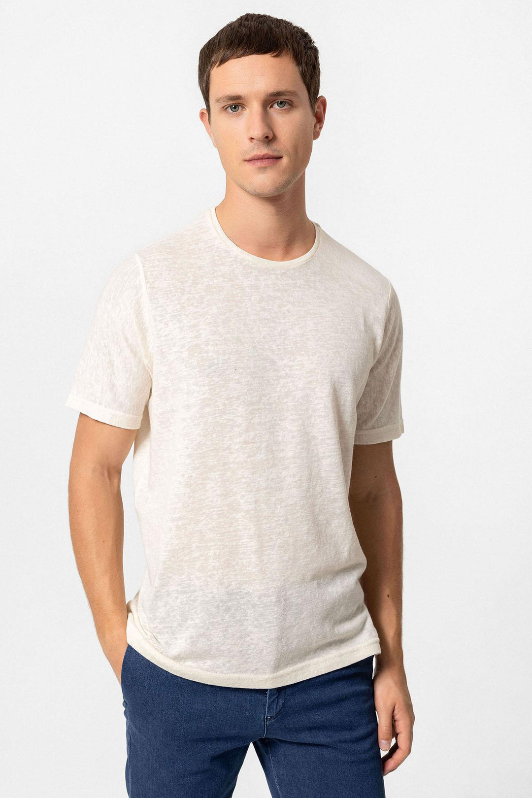 ANT Antioch Ekru Basic Bisiklet Yaka Erkek T-Shirt - Bamberg