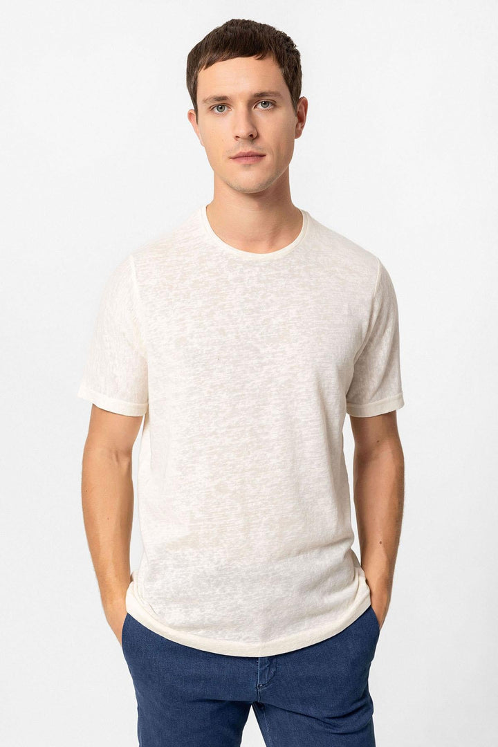 ANT Antioch Ekru Basic Bisiklet Yaka Erkek T-Shirt - Bamberg