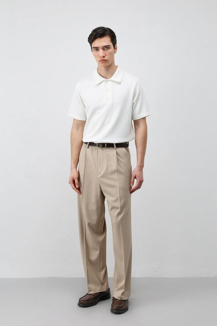 ANT Antioch Ekru Basic Polo Yaka Erkek T-Shirt - Varash