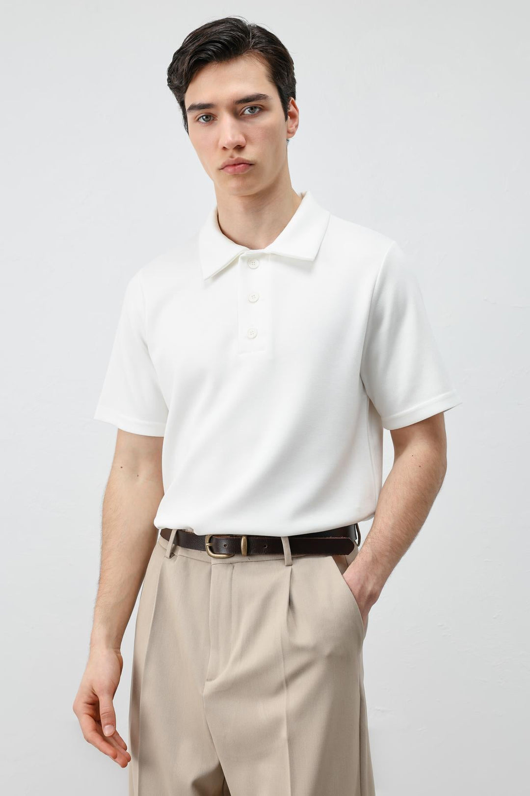 ANT Antioch Ekru Basic Polo Yaka Erkek T-Shirt - Varash