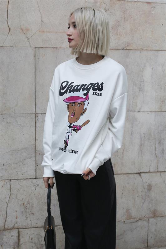 MDX Ecru Printed Oversize Sweatshirt MG1578 - Sainte-Geneviève-des-Bois