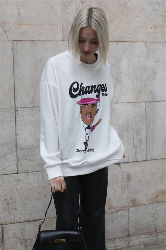 MDX Ecru Printed Oversize Sweatshirt MG1578 - Sainte-Geneviève-des-Bois