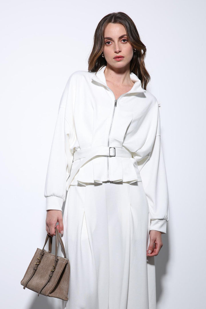 ANT Antioch Ecru Crop Top Wide Leg Pants Suit - Penafiel