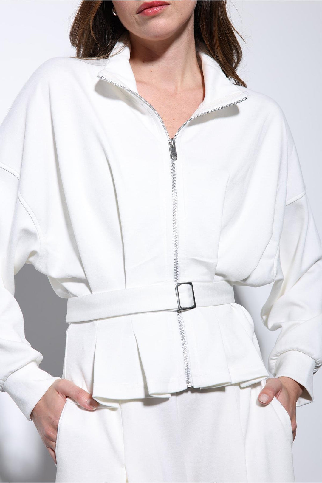 ANT Antioch Ecru Crop Top Wide Leg Pants Suit - Penafiel