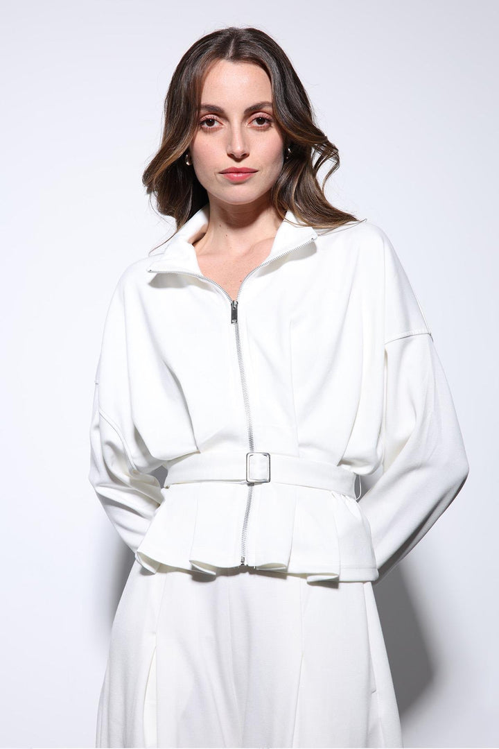 ANT Antioch Ecru Crop Top Wide Leg Pants Suit - Penafiel