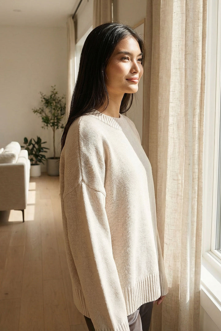 Ecru Bicycle Collar Oversized Knit Sweater BCHPK-251238 - Issaquah