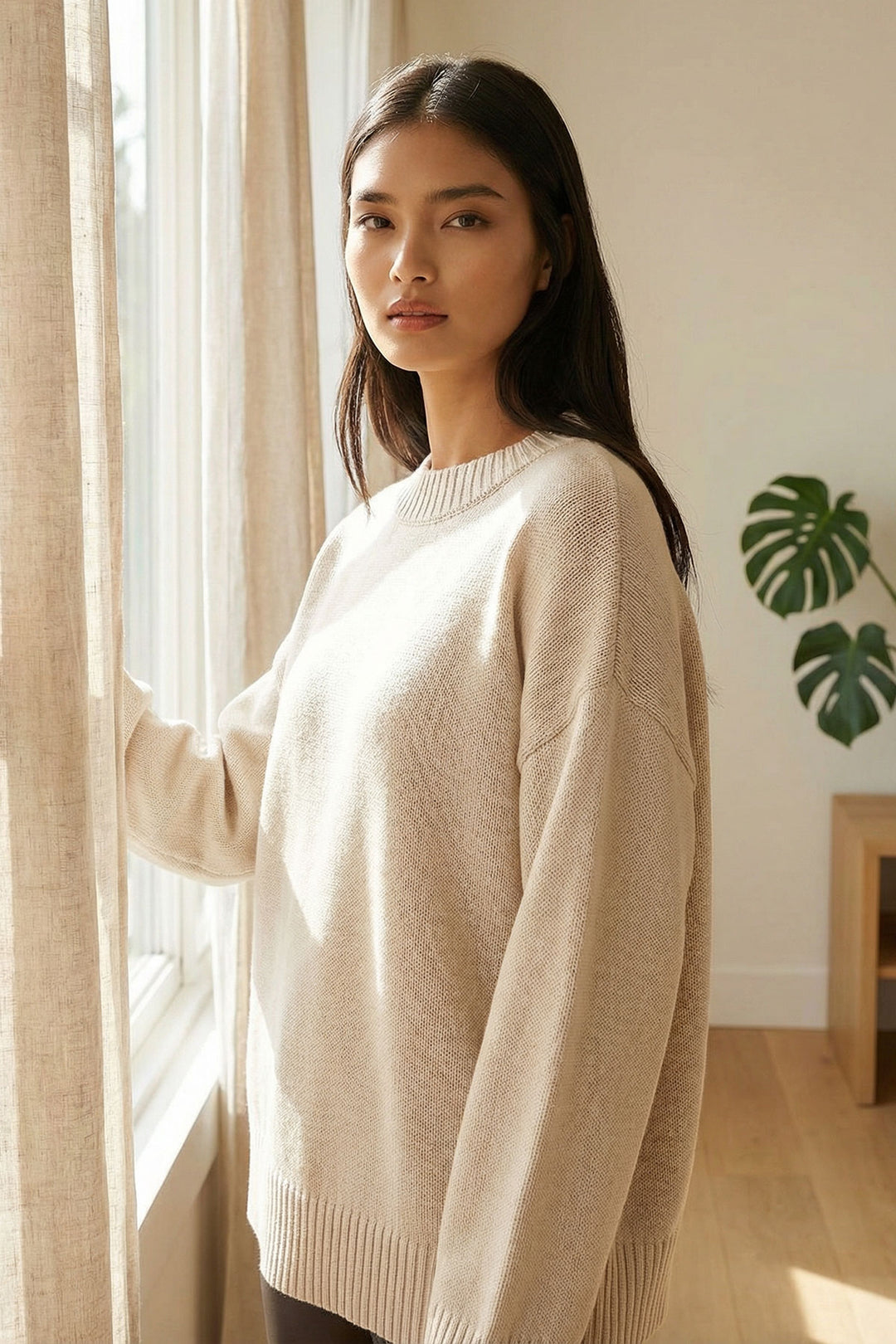 Ecru Bicycle Collar Oversized Knit Sweater BCHPK-251238 - Issaquah