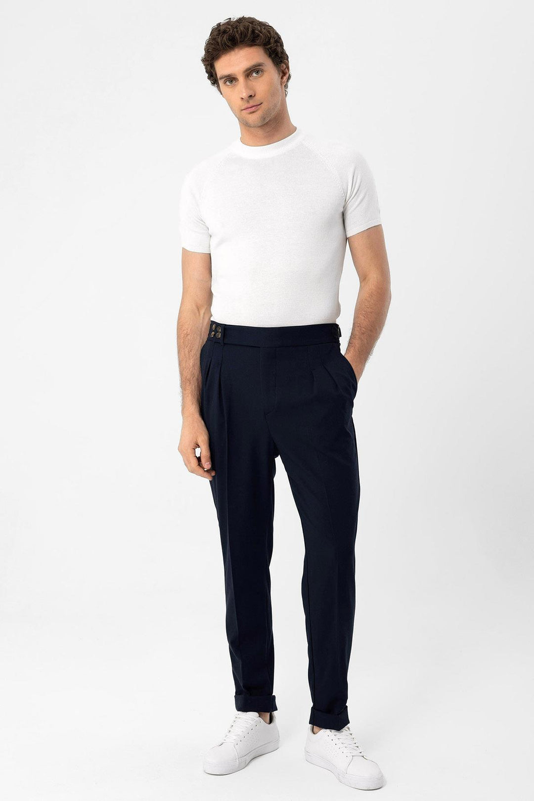 ANT Antioch Ecru Bicycle Collar Slim Fit Men's Knit T-Shirt - Norwich