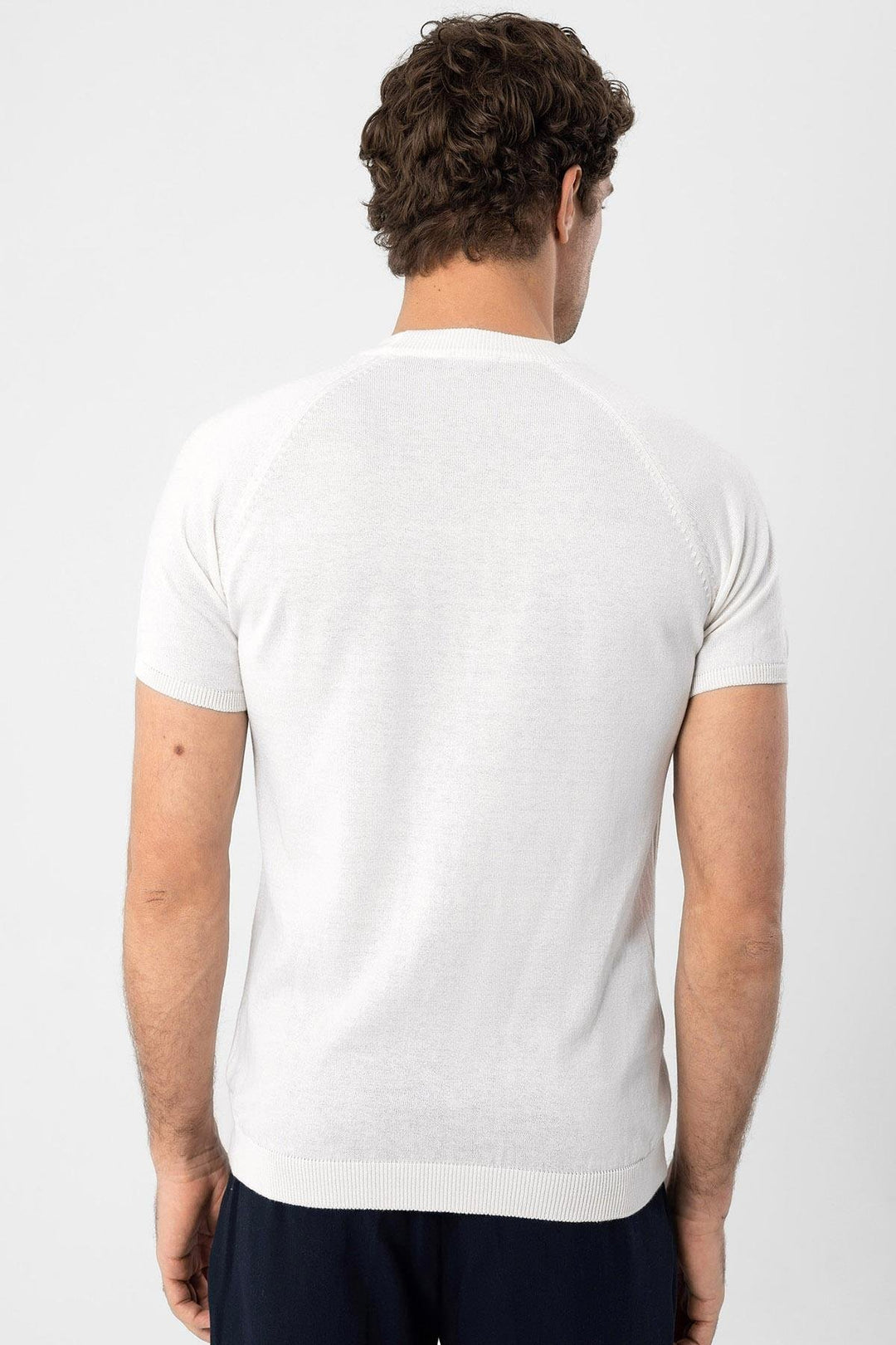 ANT Antioch Ecru Bicycle Collar Slim Fit Men's Knit T-Shirt - Norwich