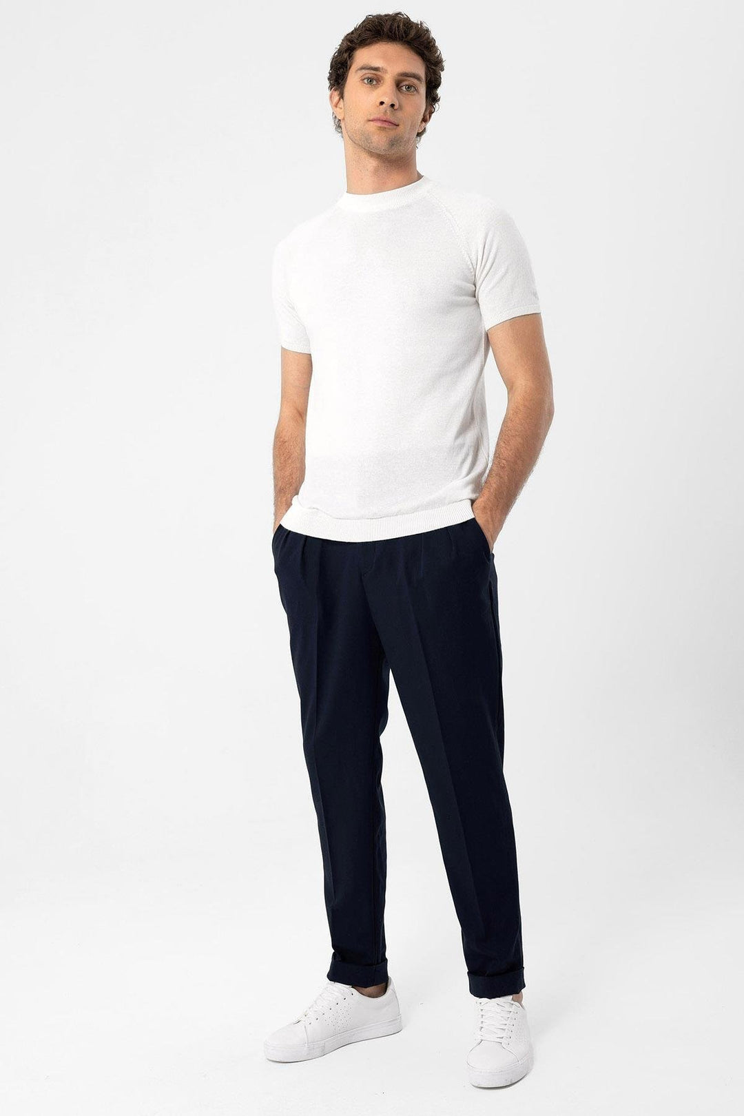 ANT Antioch Ecru Bicycle Collar Slim Fit Men's Knit T-Shirt - Norwich