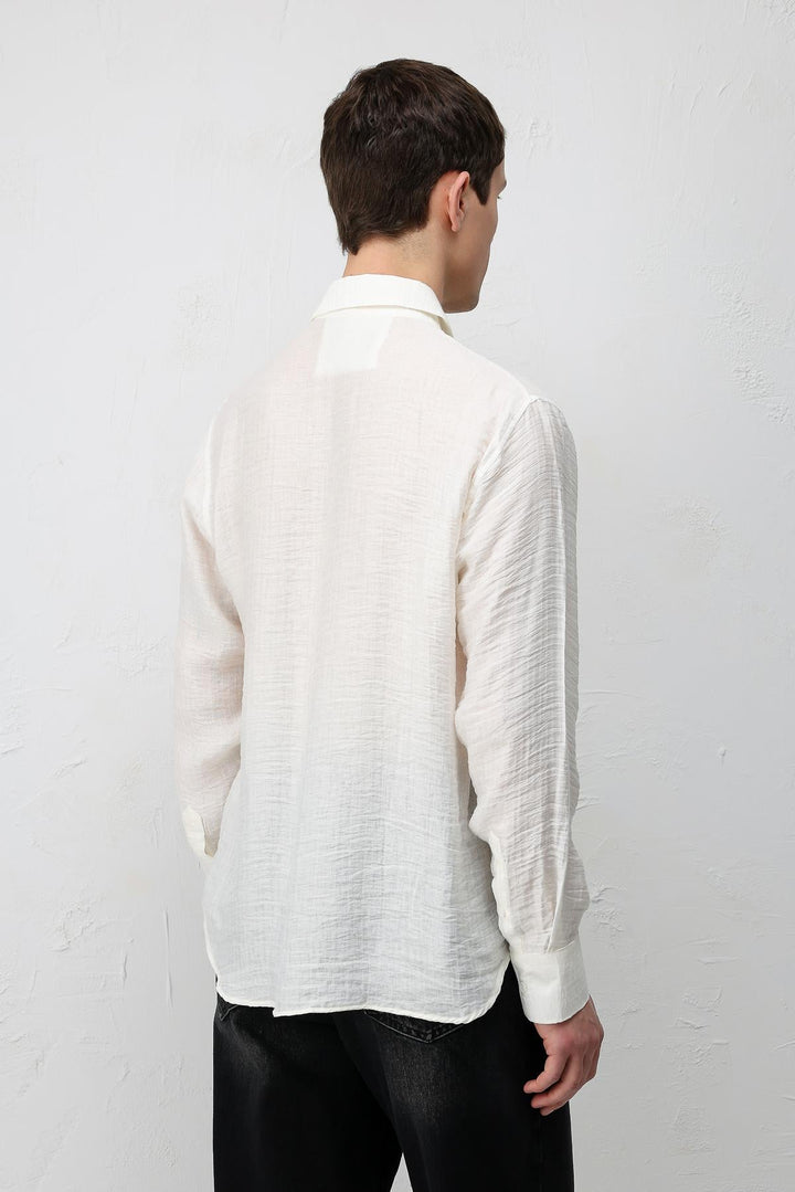 ANT Antioch Ekru Crinkled Relax Fit Erkek Gömlek - Pinerolo