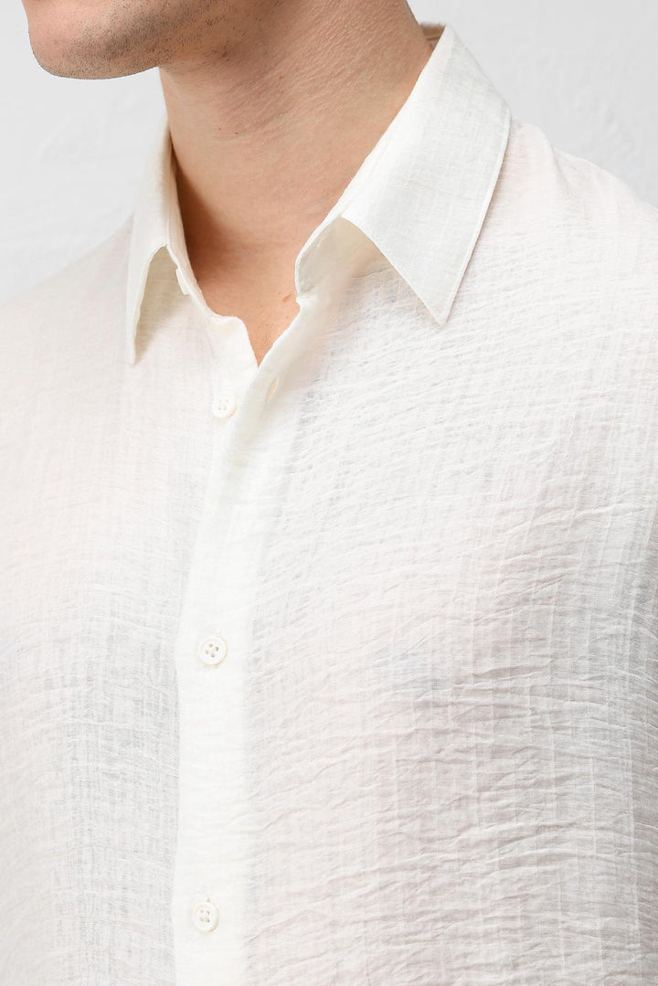 ANT Antioch Ekru Crinkled Relax Fit Erkek Gömlek - Pinerolo