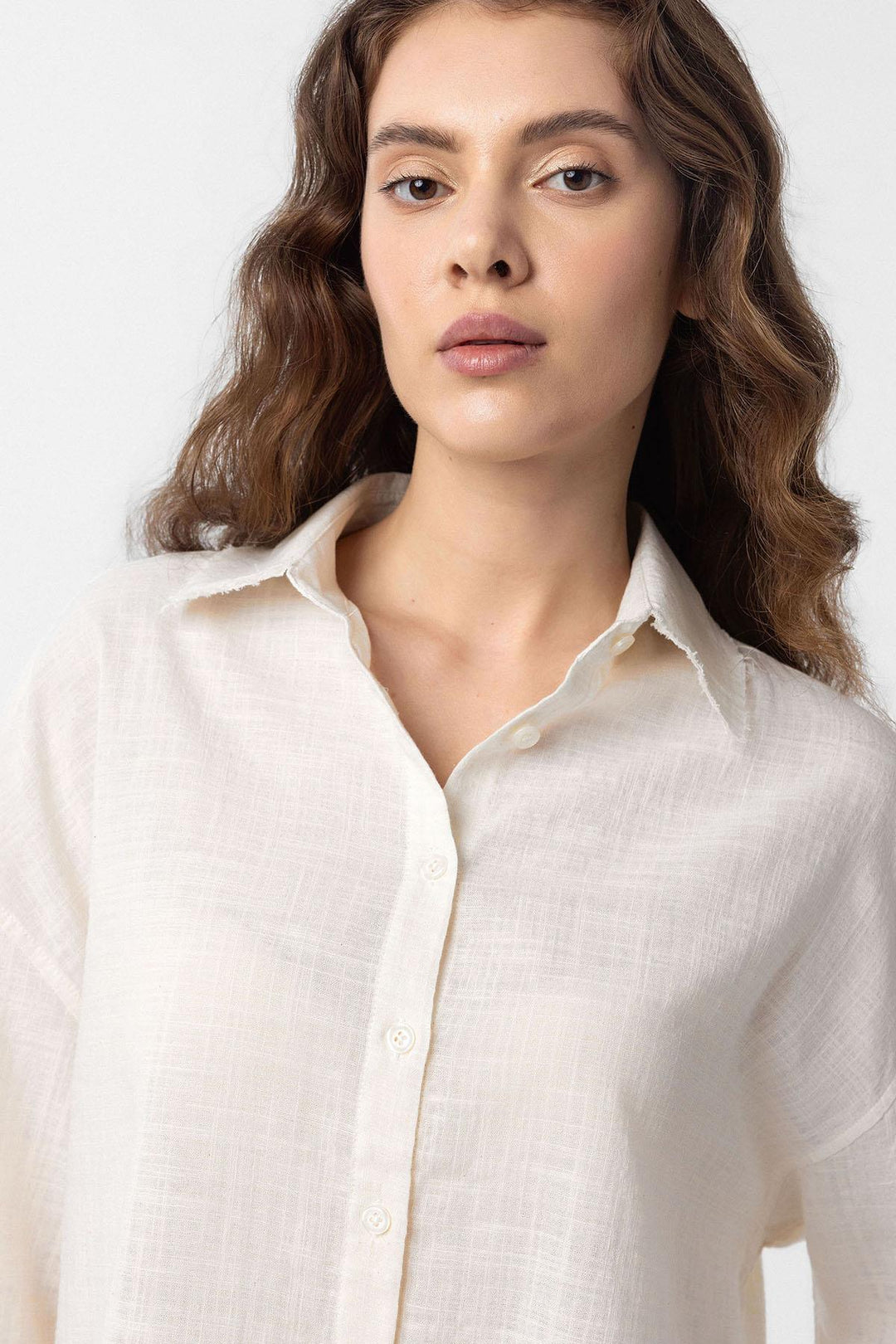 ANT Antioch Ecru Crop Textured Women's Shirt - Zihuatanejo