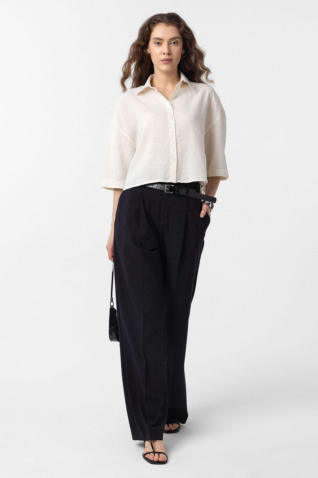 ANT Antioch Ecru Crop Textured Women's Shirt - Zihuatanejo