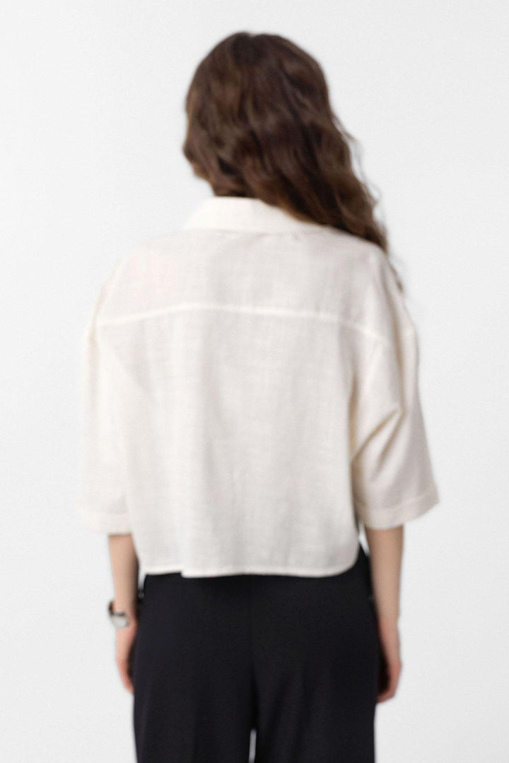 ANT Antioch Ecru Crop Textured Women's Shirt - Zihuatanejo