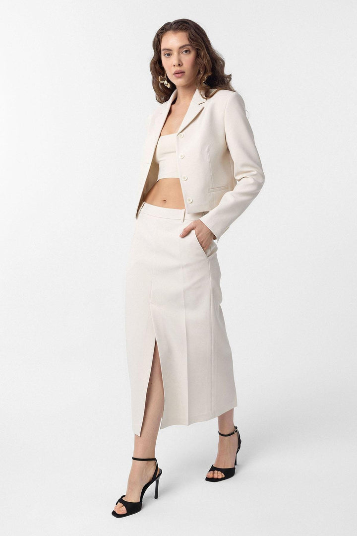 ANT Antioch Ecru Crop Women's Blazer Jacket - Maricopa