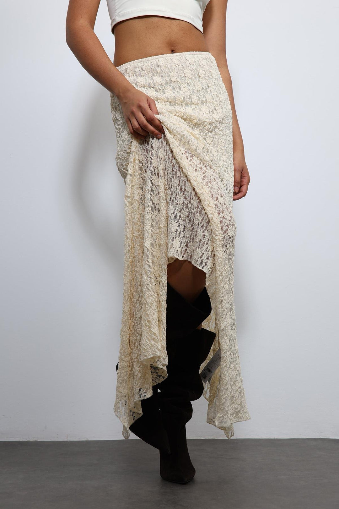 ANT Antioch Ecru Lace Midi Skirt - Barreiro