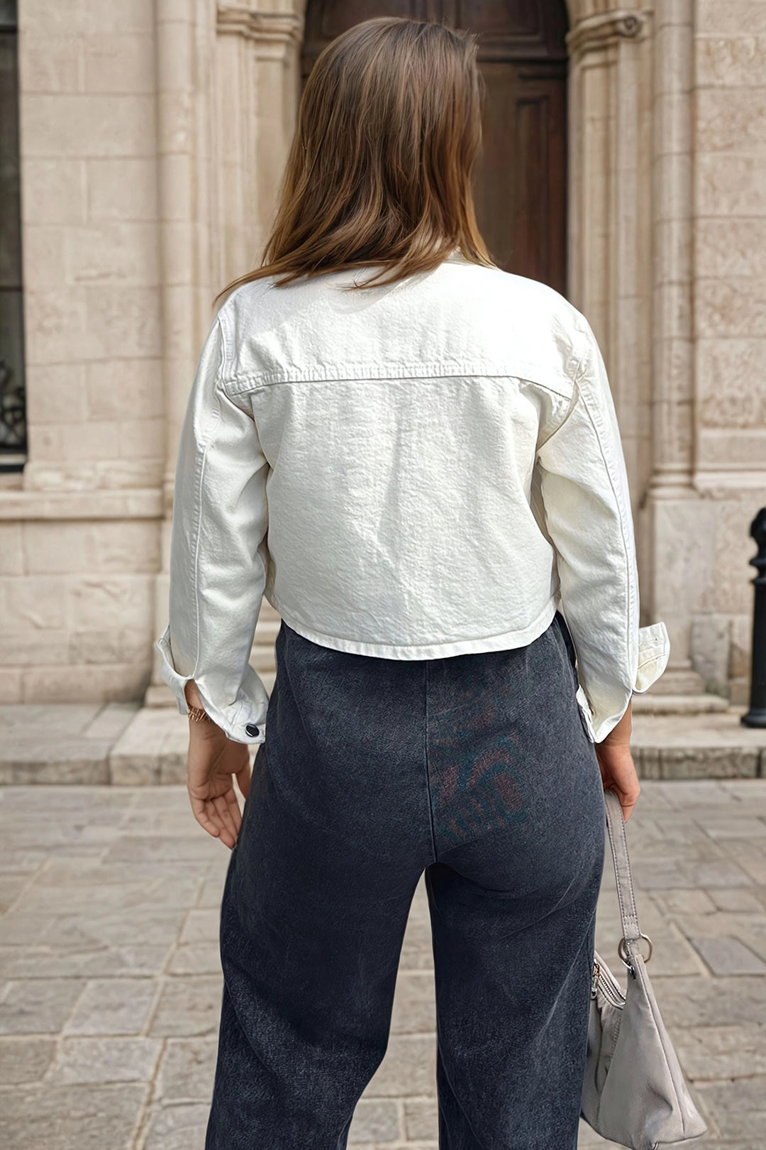 Ecru Denim Crop Jacket BCBSK-25700-KT-0091 - Alcantarilla