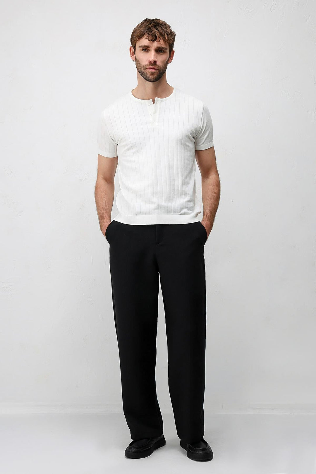 ANT Antioch Ekru Dokulu Erkek Triko T-Shirt - Newport