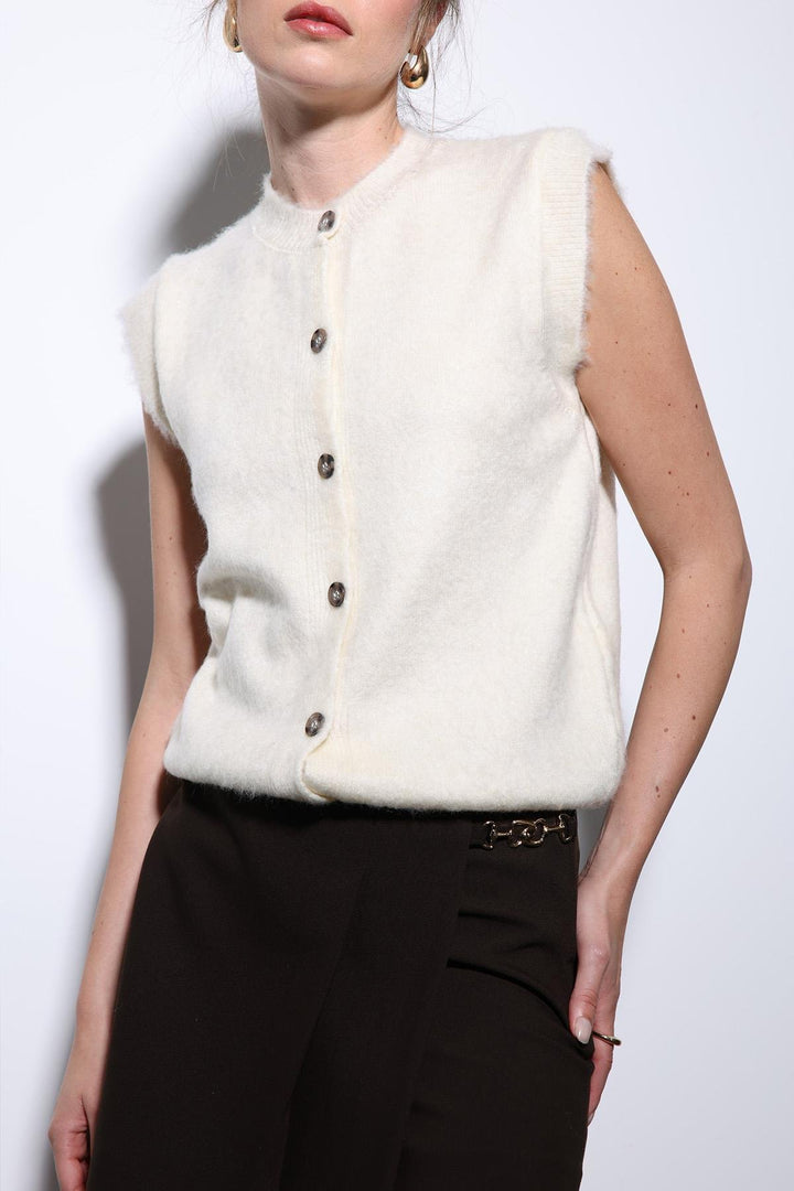 ANT Antioch Ecru Textured Women's Knit Vest - Southaven