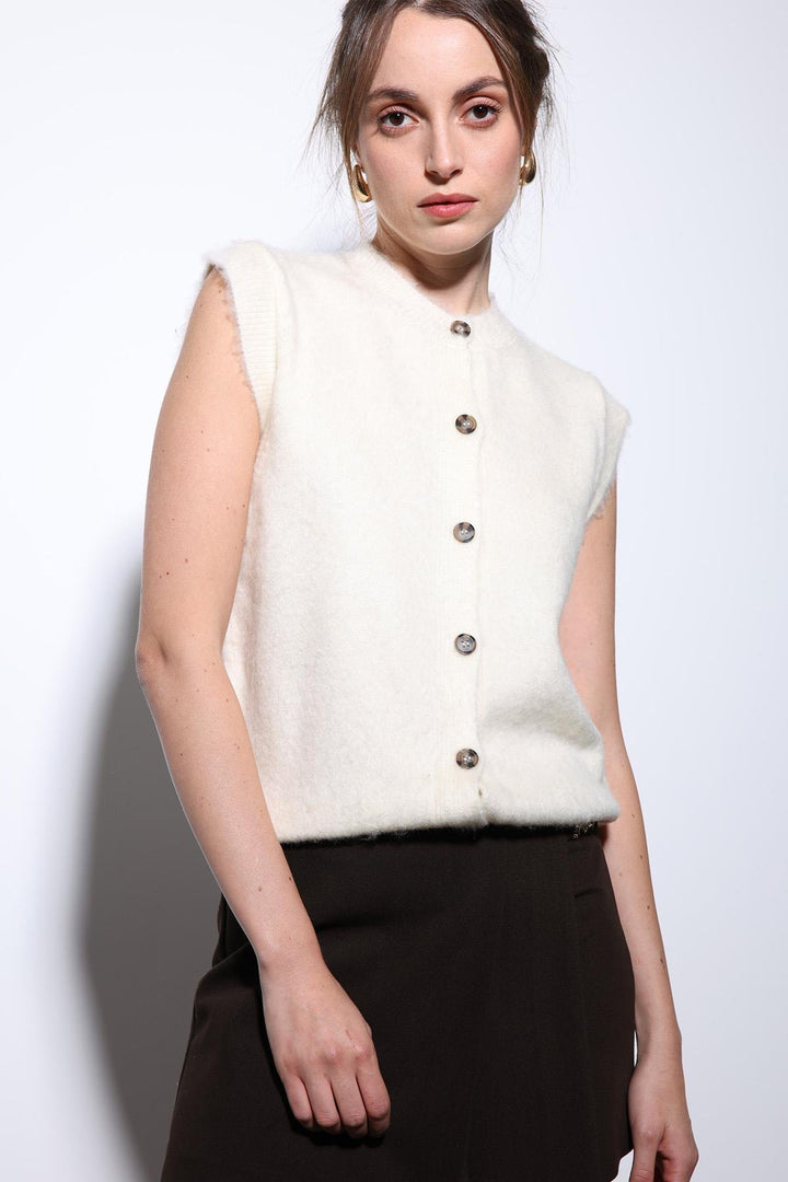 ANT Antioch Ecru Textured Women's Knit Vest - Southaven