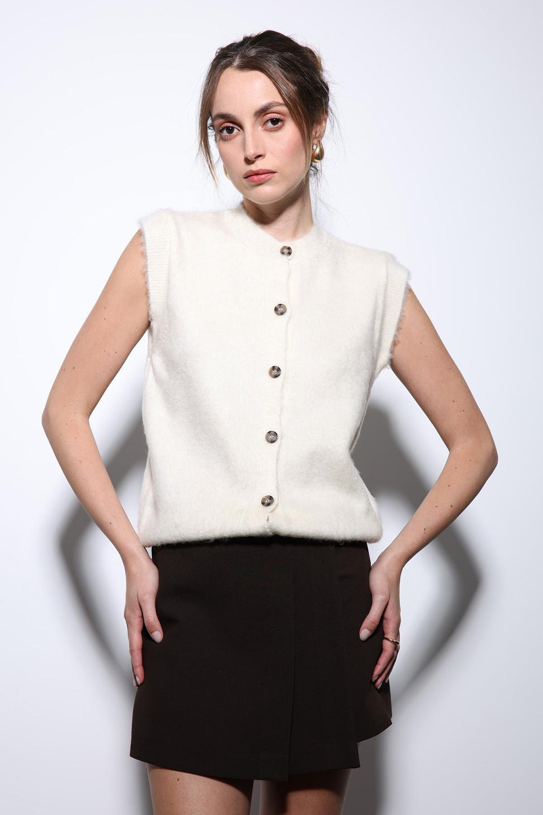 ANT Antioch Ecru Textured Women's Knit Vest - Southaven