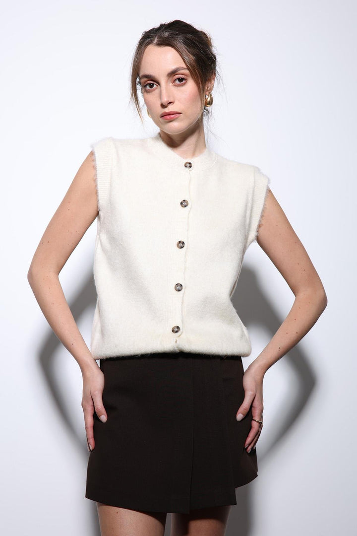 ANT Antioch Ecru Textured Women's Knit Vest - Southaven