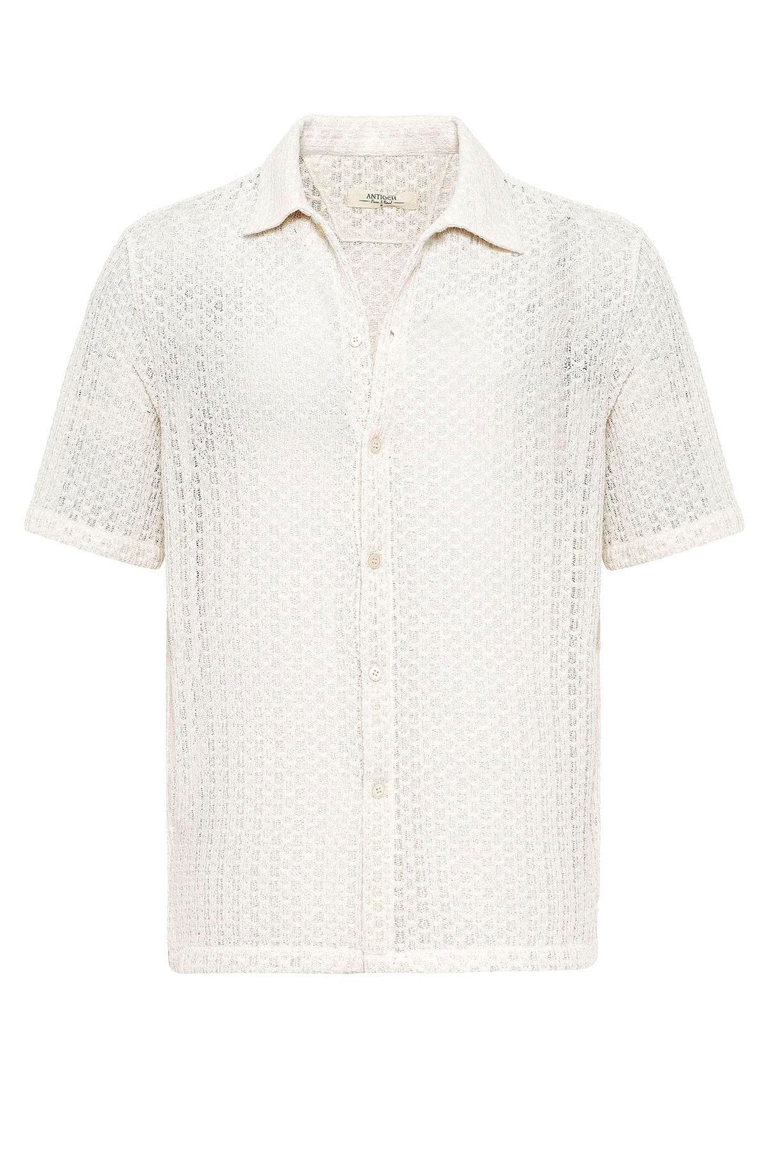 ANT Antioch Ecru Textured Crochet Men's Shirt - Namur
