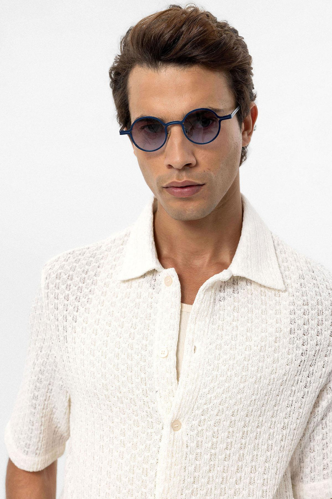 ANT Antioch Ecru Textured Crochet Men's Shirt - Namur