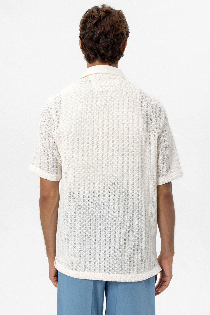 ANT Antioch Ecru Textured Crochet Men's Shirt - Namur