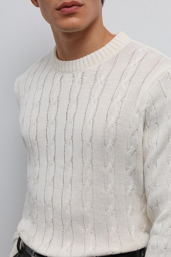 ANT Antioch Ecru Textured Knit Men's Sweater - Valence