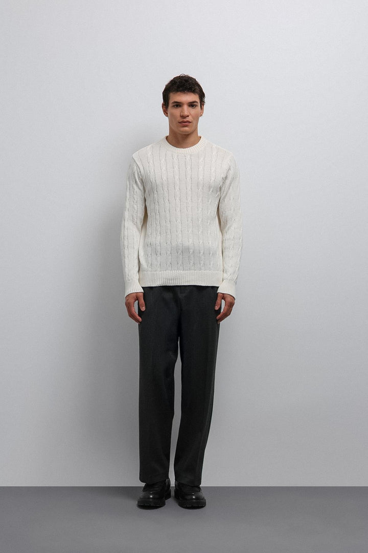 ANT Antioch Ecru Textured Knit Men's Sweater - Valence