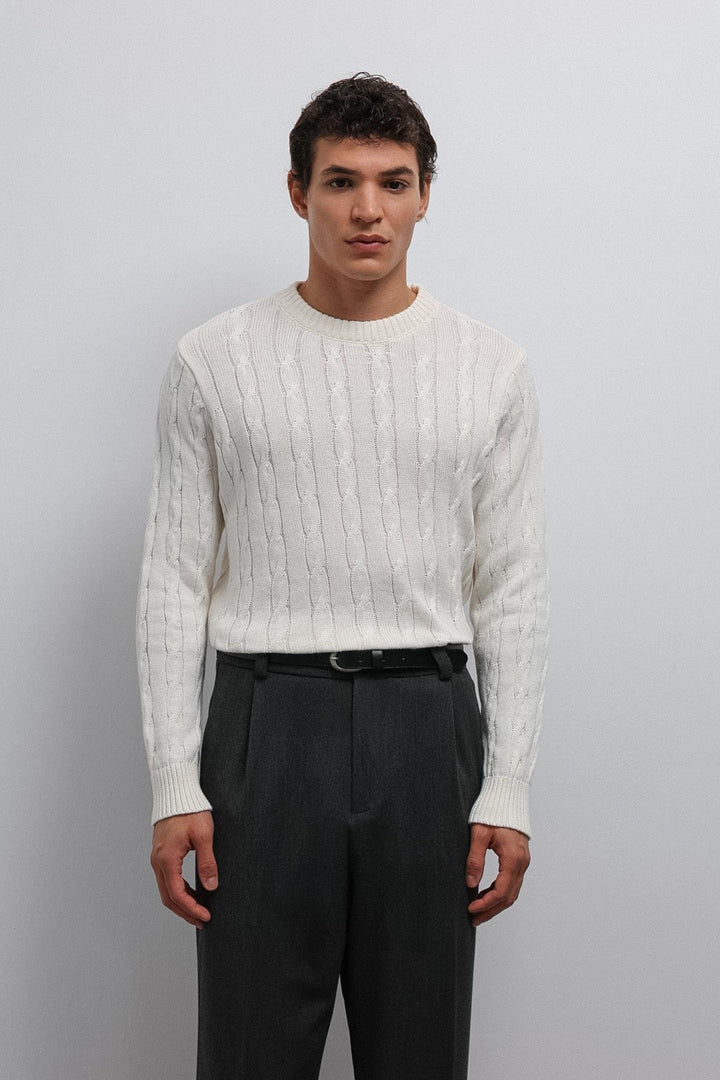 ANT Antioch Ecru Textured Knit Men's Sweater - Valence
