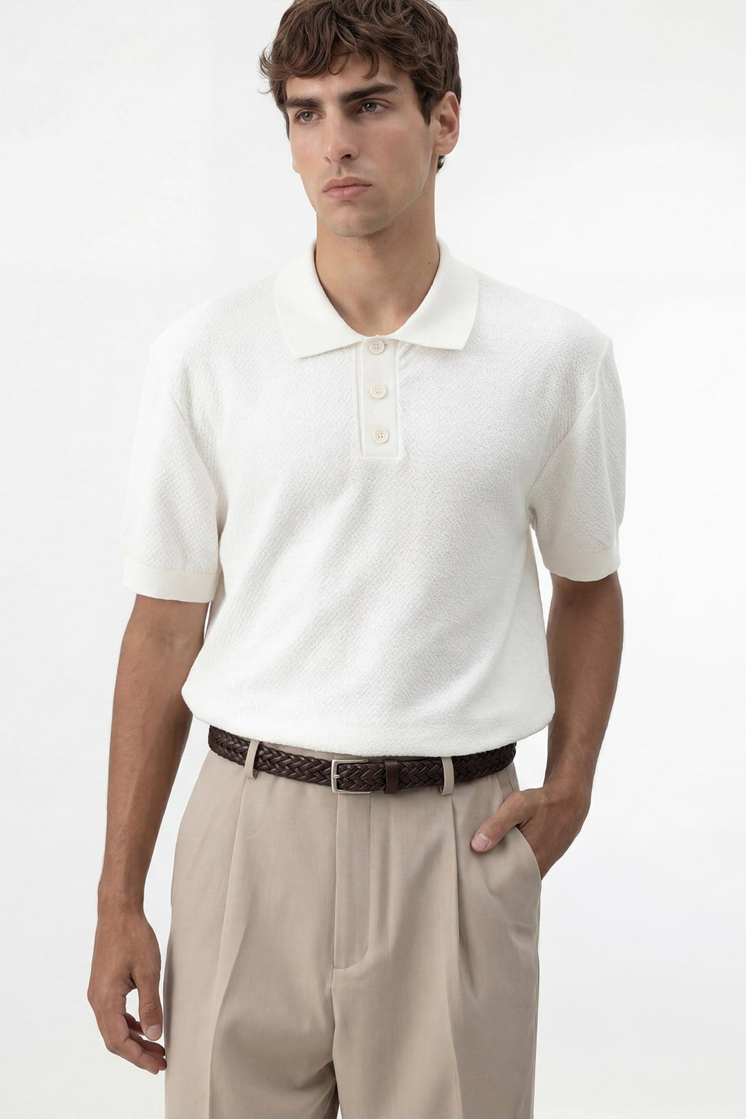 ANT Antioch Ekru Dokulu Polo Yaka Triko Erkek T-Shirt - Jocotitlán