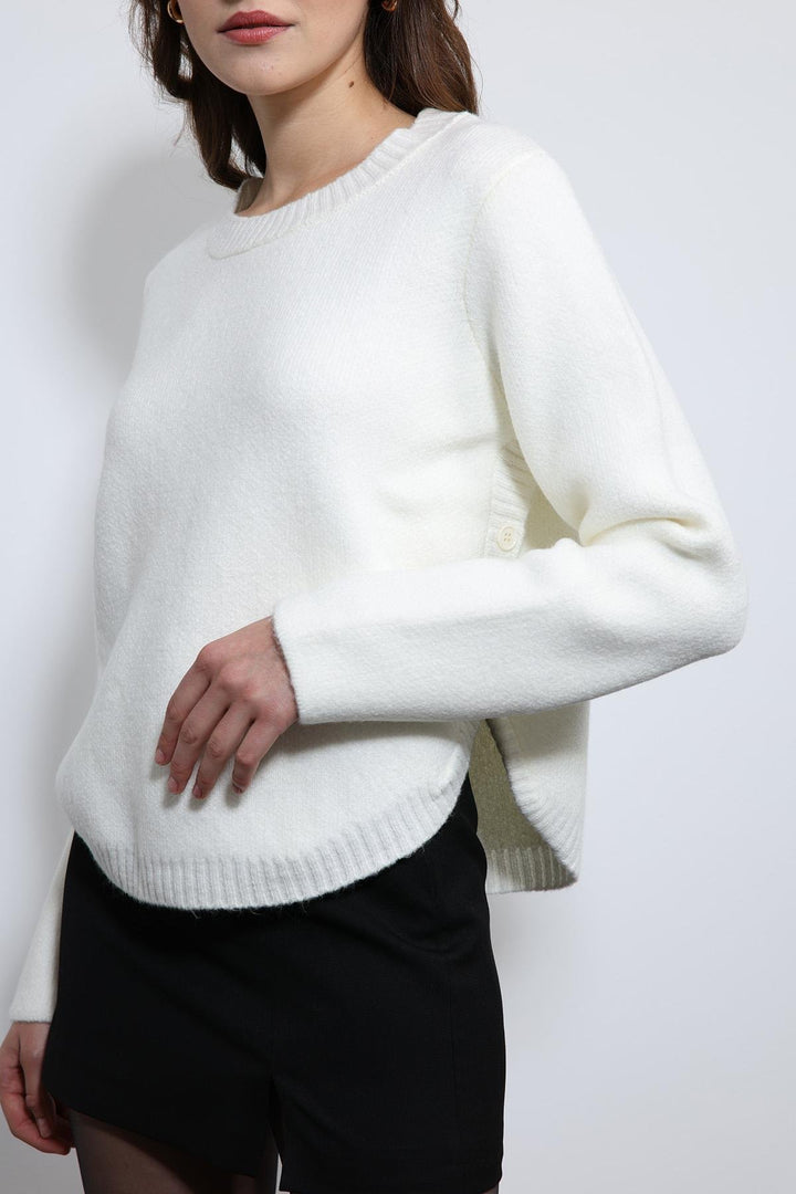 ANT Antioch Ekru Düğme Detaylı Triko Kazak - Lüneburg