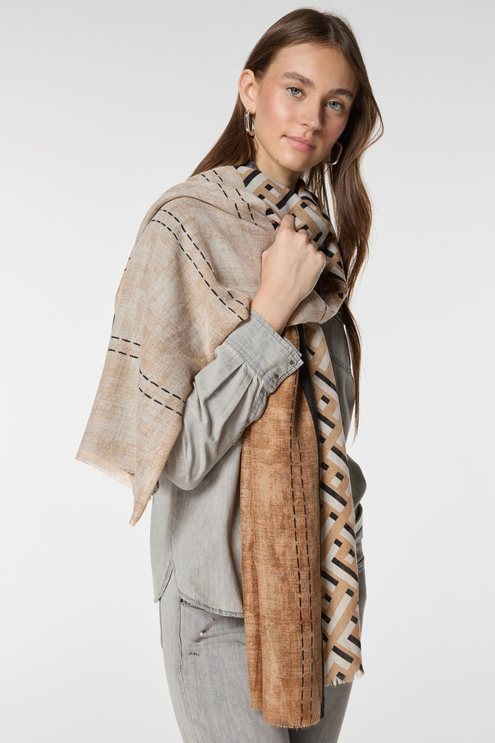 Ecru Ethnic Patterned Scarf BCNSV-2515094 - Strasbourg
