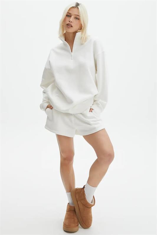 MDX Ecru Oversize Sweatshirt with Zipper Detail MG1933 - Vila Nova de Gaia