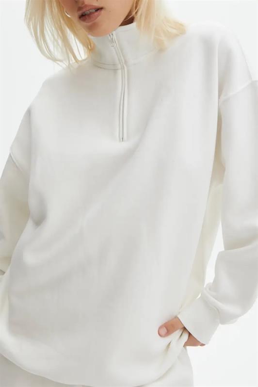 MDX Ecru Oversize Sweatshirt with Zipper Detail MG1933 - Vila Nova de Gaia