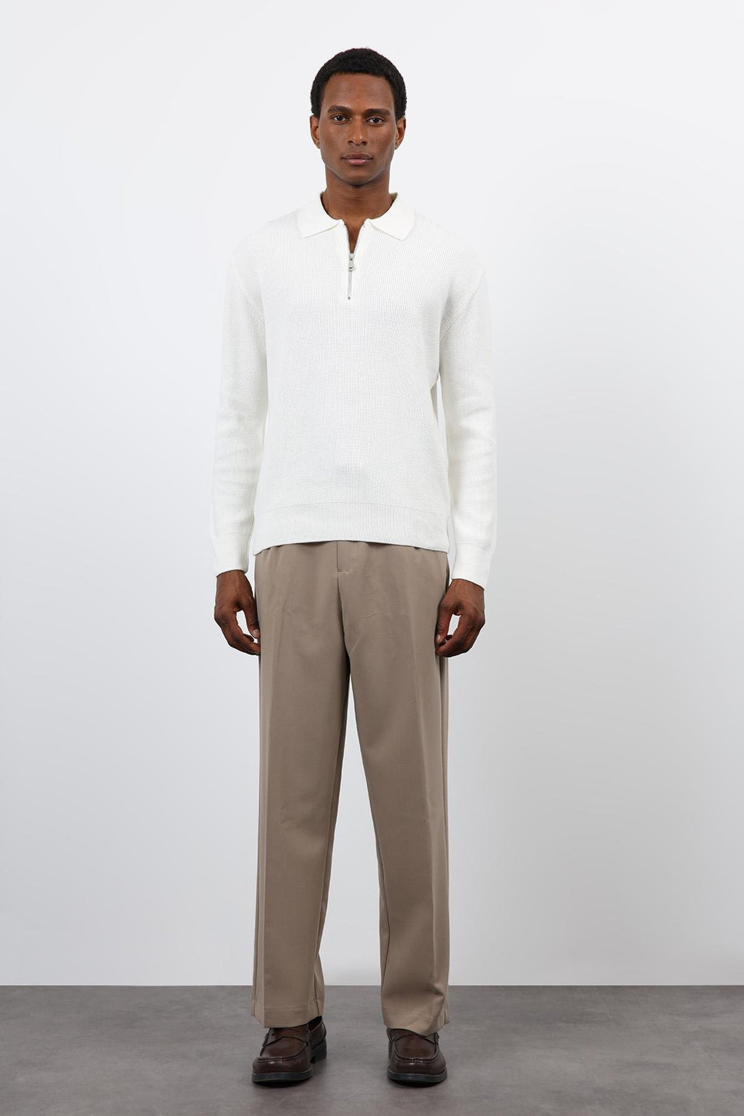 ANT Antioch Ekru Fermuarlı Erkek Triko Kazak - Vila Franca de Xira