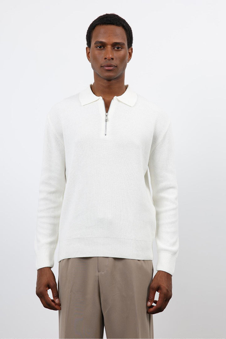 ANT Antioch Ekru Fermuarlı Erkek Triko Kazak - Vila Franca de Xira