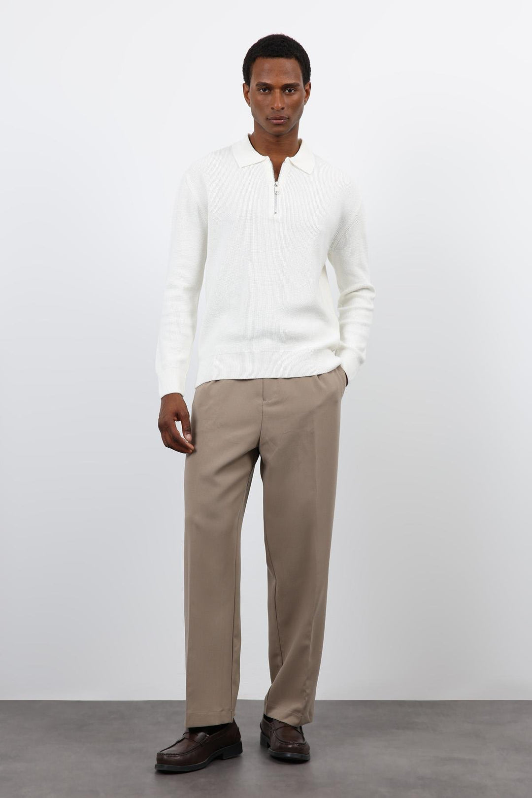 ANT Antioch Ekru Fermuarlı Erkek Triko Kazak - Vila Franca de Xira