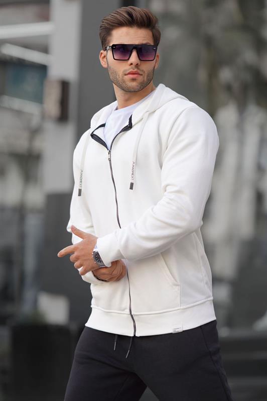 MDX Ecru Zippered Hooded Sweatshirt 6161 - Lucerne