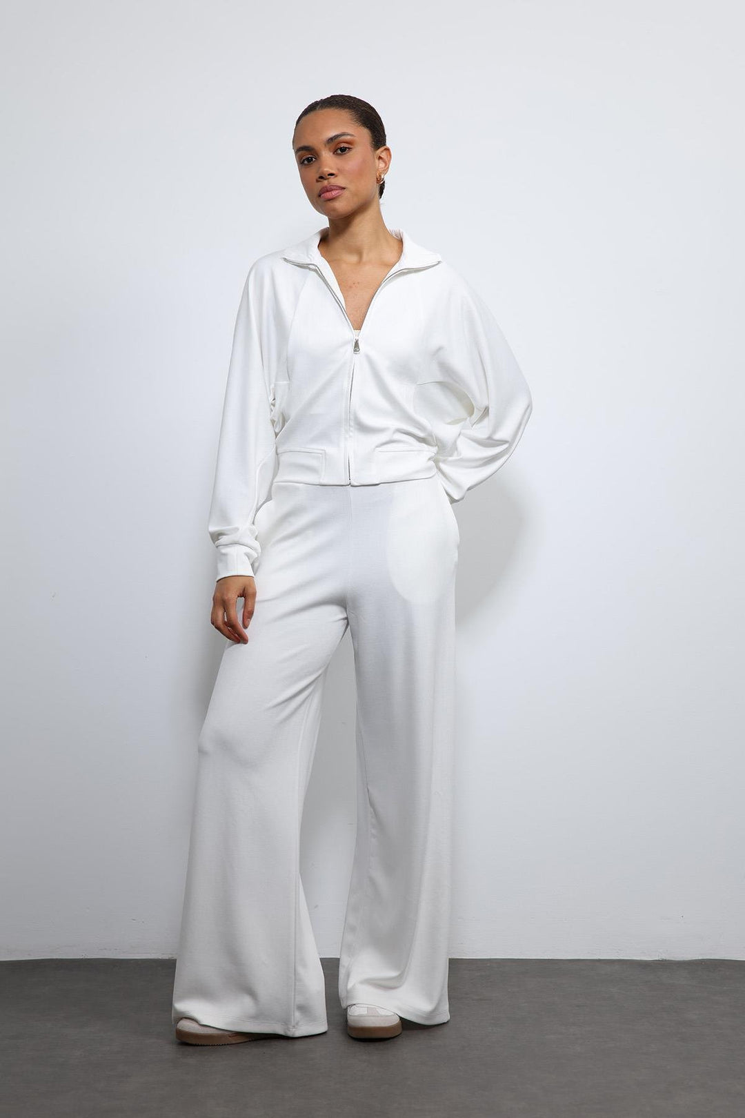 ANT Antioch Ekru Geniş Paça Çizgili Eşofman Takım - Herten