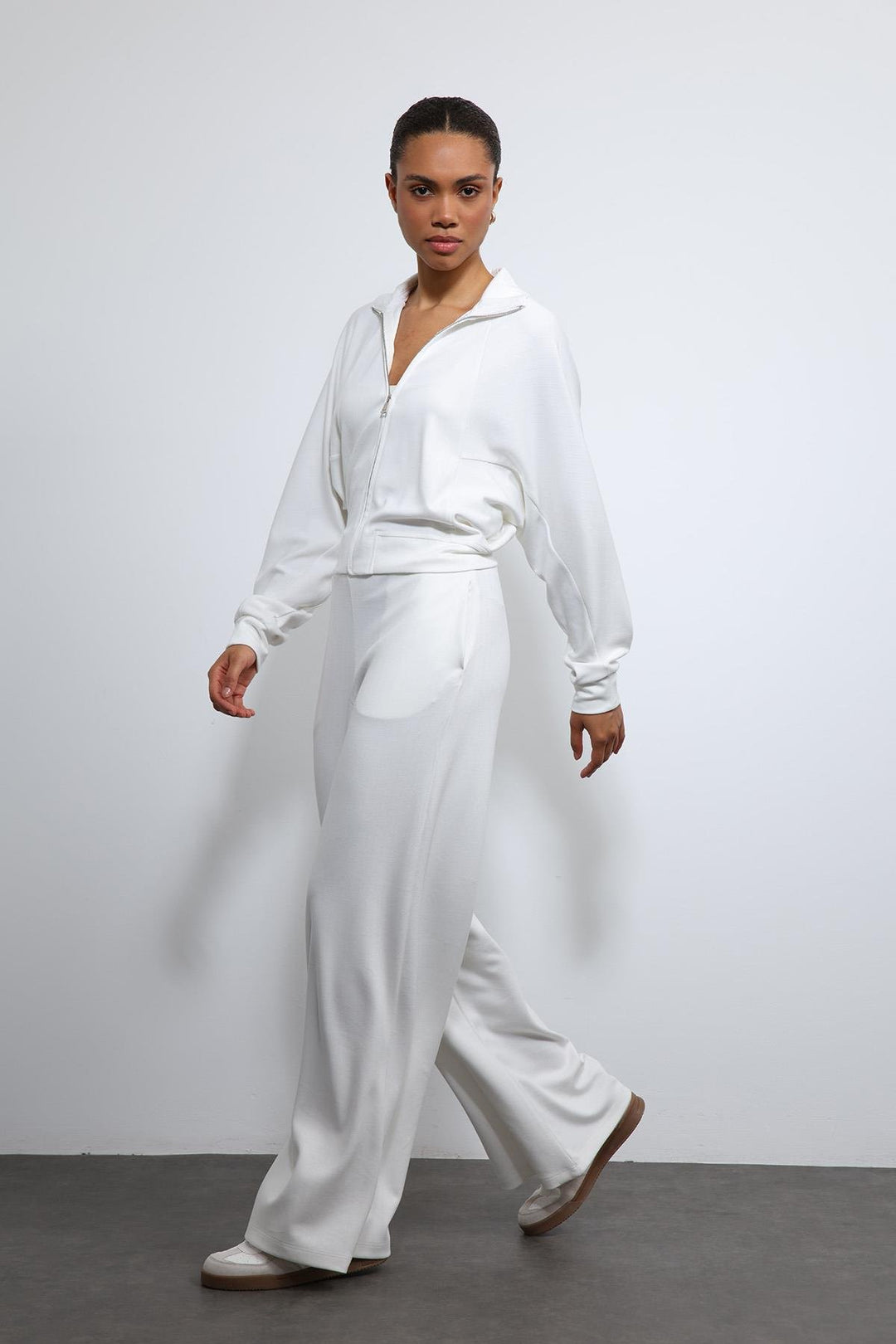 ANT Antioch Ekru Geniş Paça Çizgili Eşofman Takım - Herten