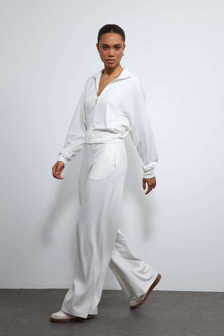 ANT Antioch Ekru Geniş Paça Çizgili Eşofman Takım - Herten