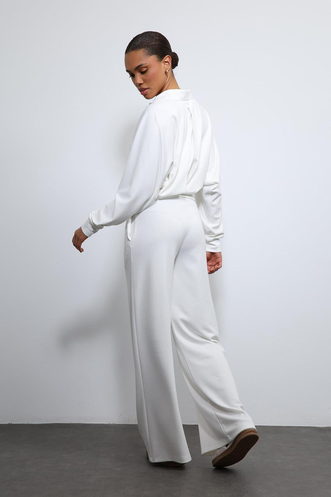 ANT Antioch Ekru Geniş Paça Çizgili Eşofman Takım - Herten