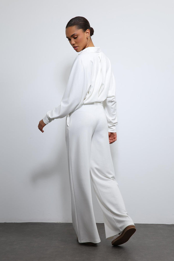 ANT Antioch Ekru Geniş Paça Çizgili Eşofman Takım - Herten