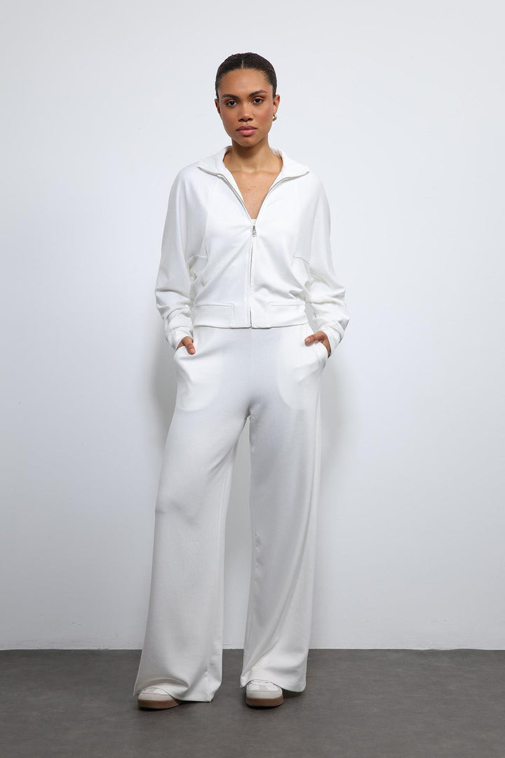 ANT Antioch Ekru Geniş Paça Çizgili Eşofman Takım - Herten